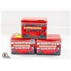 Image 1 : 3 LONDON BUS TIN BANKS WITH ENGLISH TOFFEE