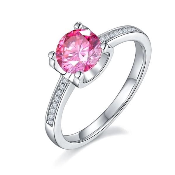 1 CT GRA CERTIFIED PINK MOISSANITE 925 ST. SILVER