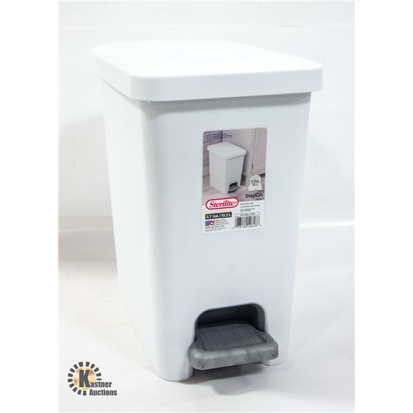 NEW STERILITE 10.2 LITRE RETANGULAR STEP-ON WASTE