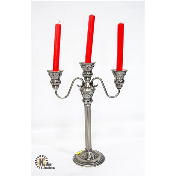 PARTY-LITE 3-ARM BRUSHED SILVER CANDELABRA