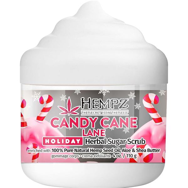 NEW 110G HEMPZ CANDY CANE LANE HERBAL SUGAR SCRUB