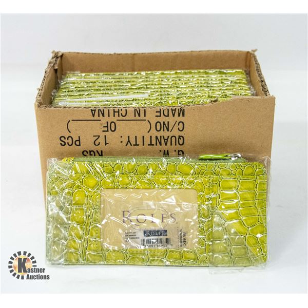 BRAND NEW CASE OF 12 LIME ROLFS SMALL PURSE