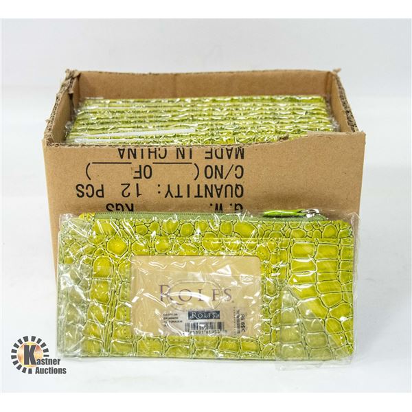 BRAND NEW CASE OF 12 LIME ROLFS SMALL PURSE