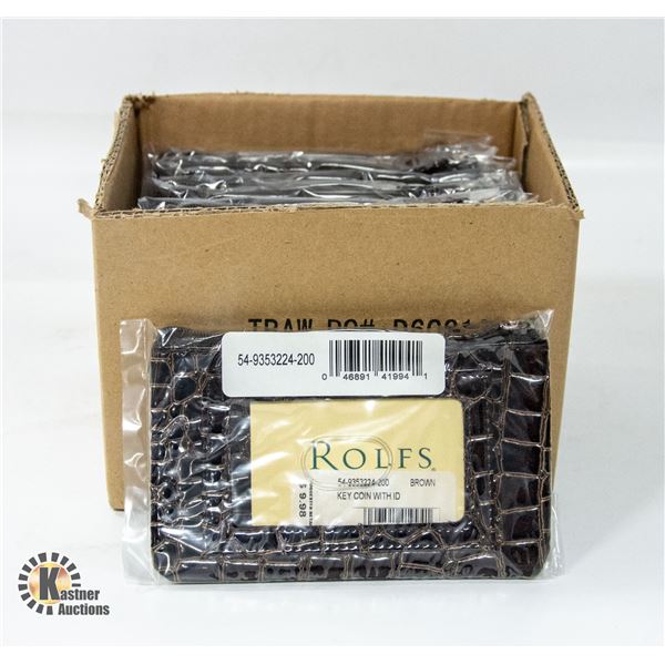 BRAND NEW CASE OF 12 BROWN ROLFS SMALL PURSE