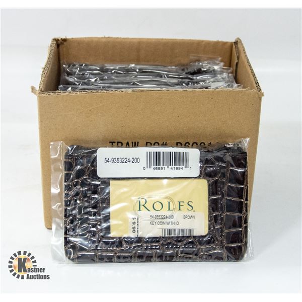 BRAND NEW CASE OF 12 BROWN ROLFS SMALL PURSE