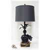 Image 1 : VINTAGE BLACK ELEPHANT LAMP WITH BLACK SHADE