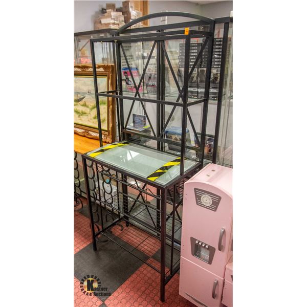 METAL AND GLASS BAKERS RACK 28" X 16" X 67"