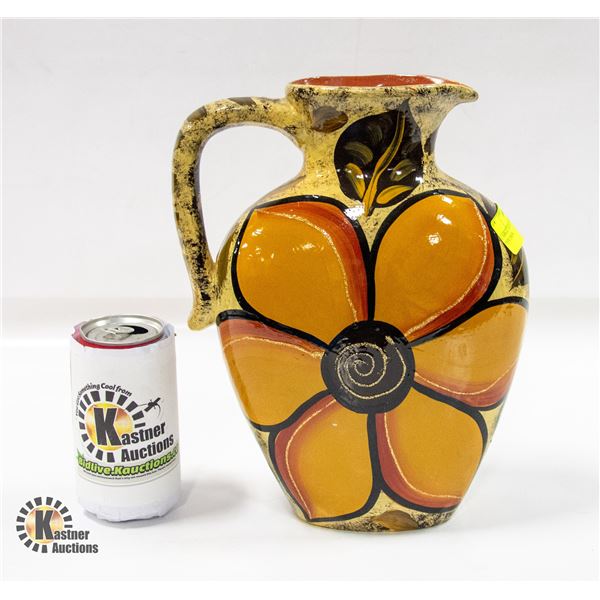 LARGE FOLK ART POTTERY WATER PITCHER