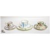 Image 1 : THREE TEACUPS + DESERT PLATE (WEDGEWOOD, ROYAL