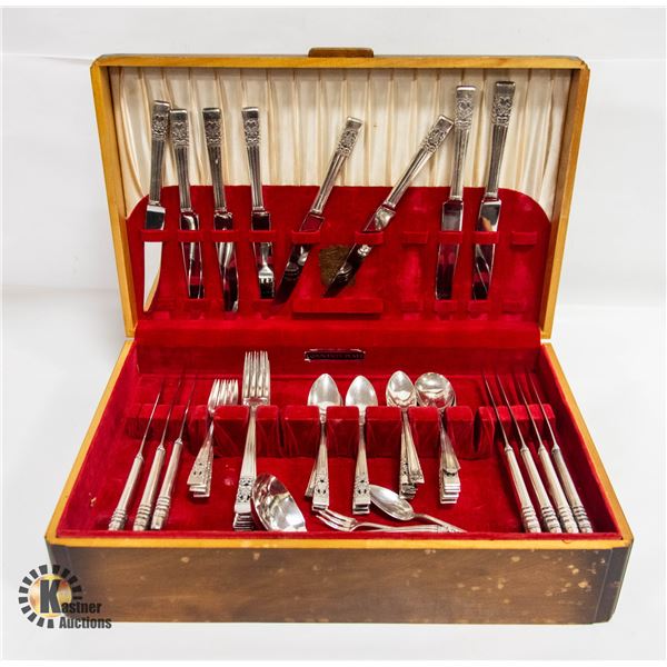 COMMUNITY PLATE STAINLESS STEEL FLATWARE MAHOGANY