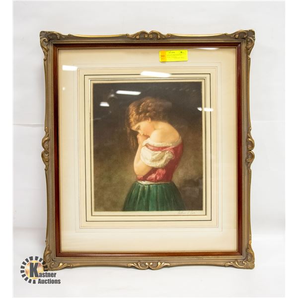 ANTIQUE FRENCH PROVINCIAL PRINT PICTURE -YOUNG