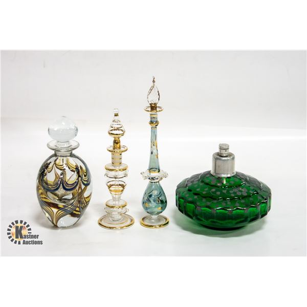 VINTAGE SILVER OVERLAY AND BLOWN GLASS PERFUME