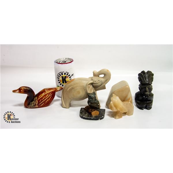 COLLECTION OF STONE CARVED FIGURES