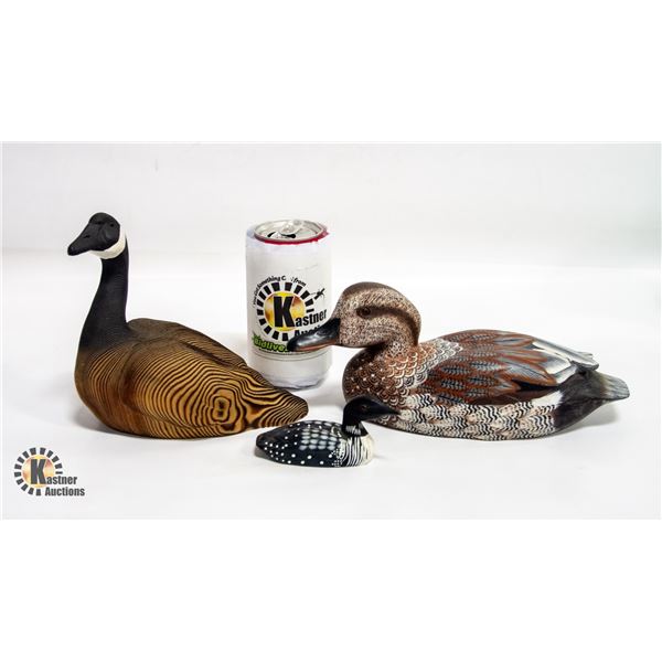 3 HAND CARVED AND PAINTED WOOD DUCKS