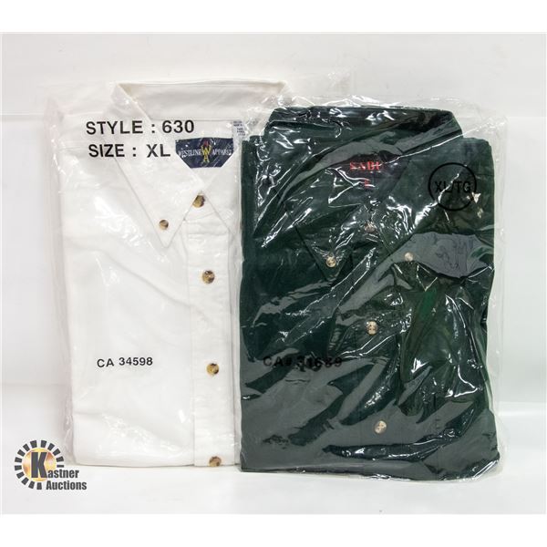 NEW MEN'S SHIRTS 1WHITE 1FOREST GREEN SIZE XL
