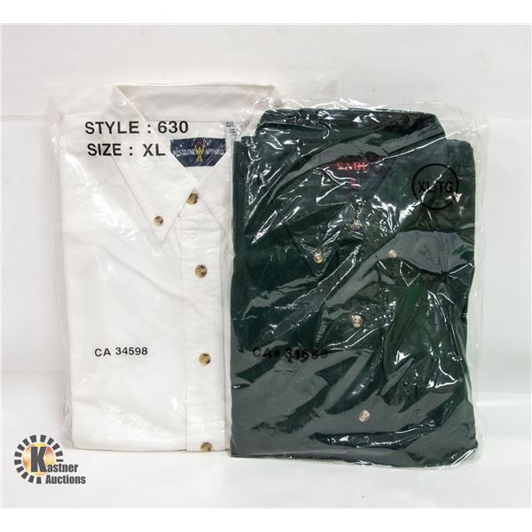 NEW MEN'S SHIRTS 1WHITE 1FOREST GREEN SIZE XL