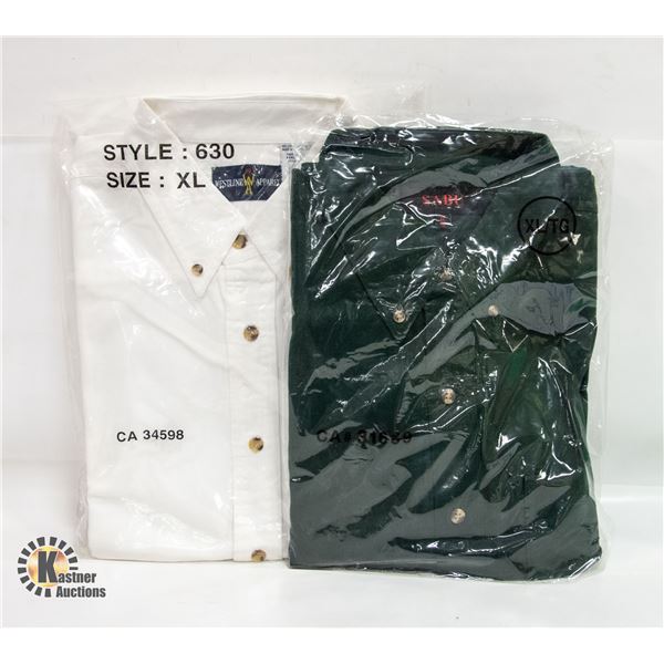 NEW MEN'S SHIRTS 1WHITE 1FOREST GREEN SIZE XL