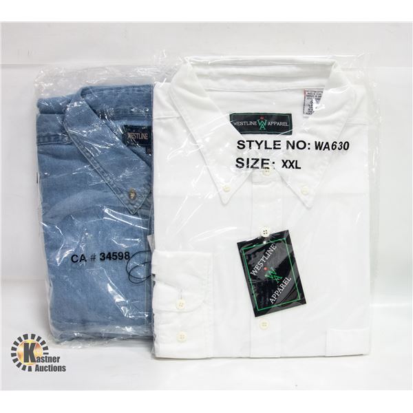 NEW MEN'S SHIRTS 1DENIM 1WHITE SIZE 2XL