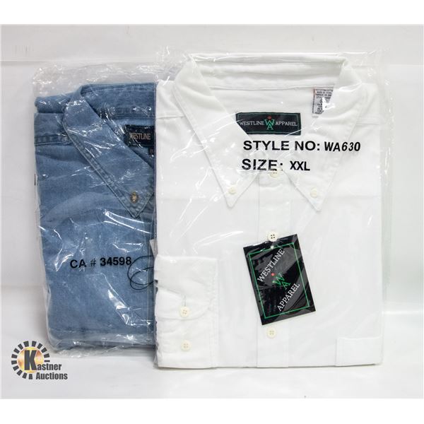 NEW MEN'S SHIRTS 1DENIM 1WHITE SIZE 2XL
