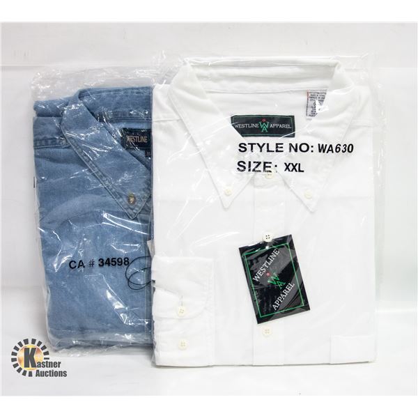 NEW MEN'S SHIRTS 1DENIM 1WHITE SIZE 2XL