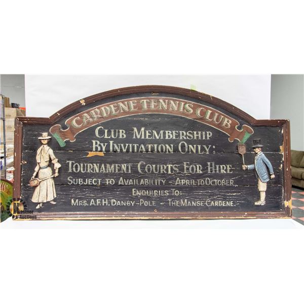 CANDINE TENNIS CLUB HEAVY WOODEN ADVERTISEMENT