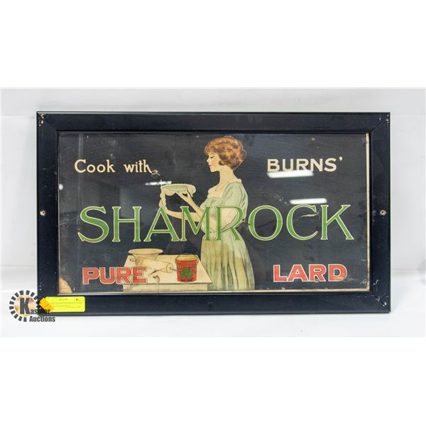 VINTAGE BURN'S SHAMROCK PURE LARD ADVERTISEMENT