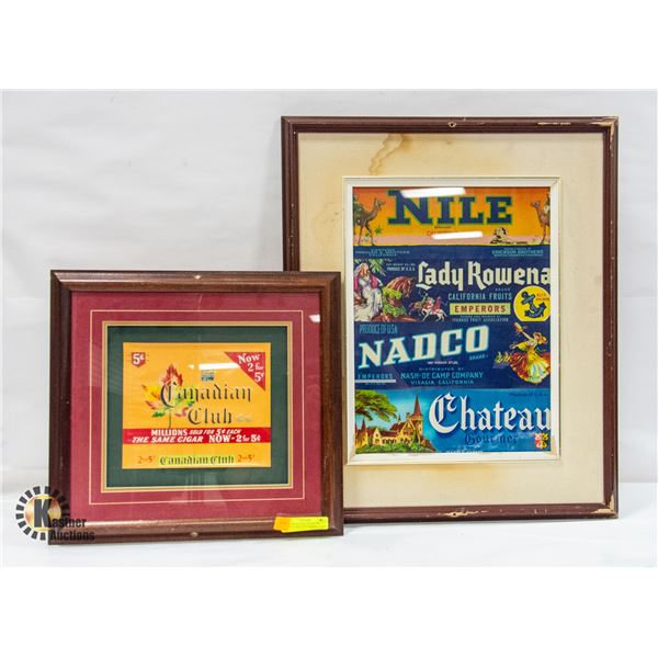 CANADIAN CLUB CIGARS AND CRATE LABEL VINEYARDS