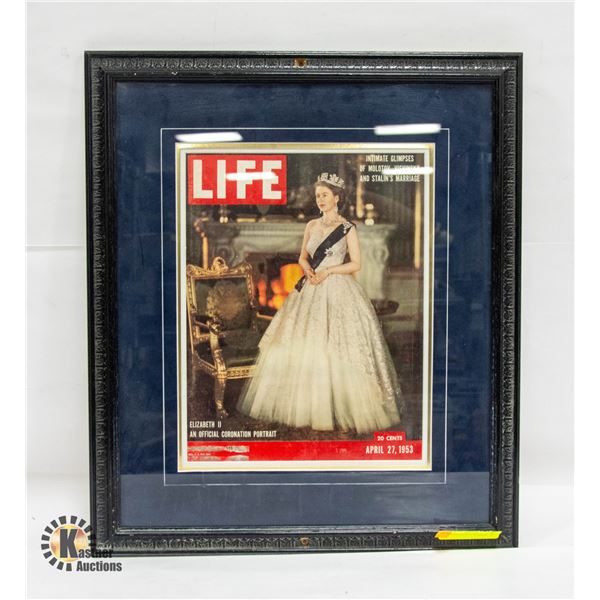 FRAMED LIFE MAGAZINE OF 1953 QUEEN ELIZABETH 2