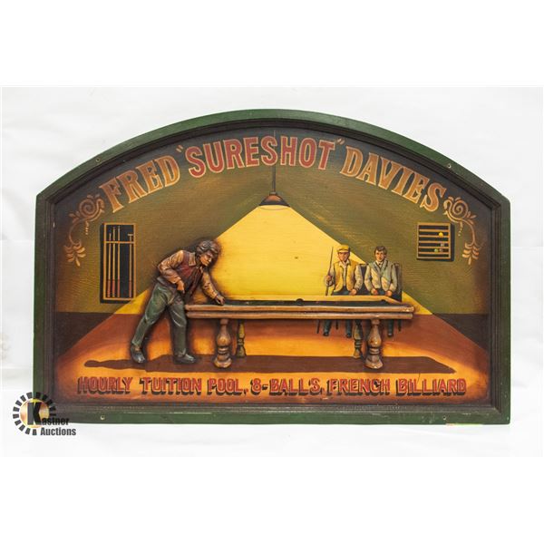 FRED SURE SHOT DAVIES BILLIARD SIGN