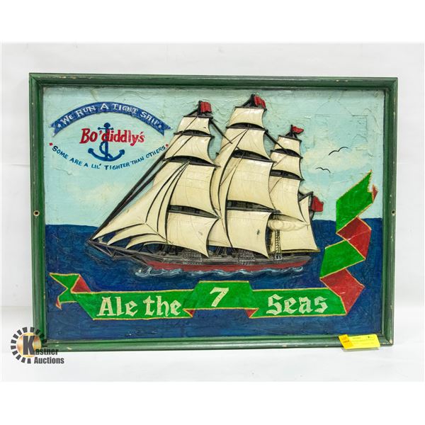 HANDPAINTED BO DIDDLY'S 7 SEAS ADVERTISEMENT