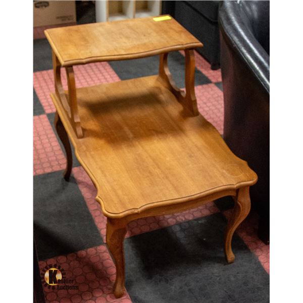 VINTAGE SOLID WOOD SIDE TABLE 19" X 28" X 26"