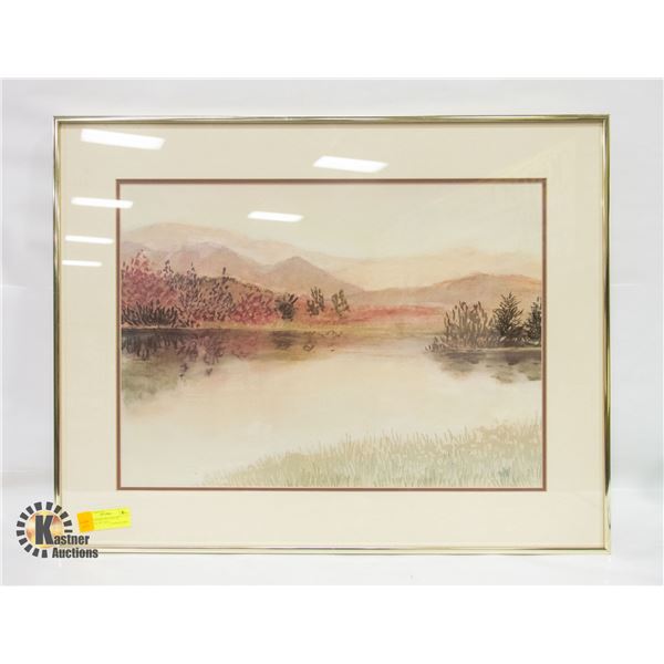 GOLD FRAMED PICTURE OF ORIENTAL SETTING
