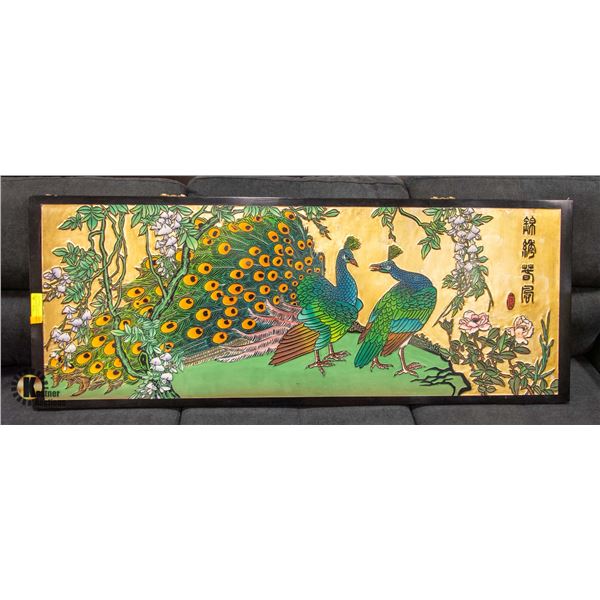 BRIGHT COLORED BLACK LAQUER – CHINESE SCREEN WITH
