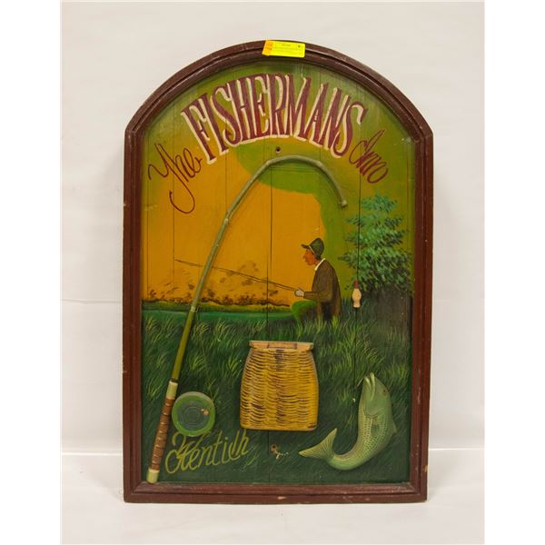 HANDPAINTED "THE FISHERMAN'S CLUB" WOODEN-