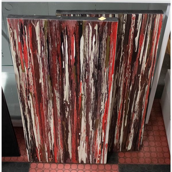 LOT OF 2 CANVAS PAINTINGS 17" X 34.25"