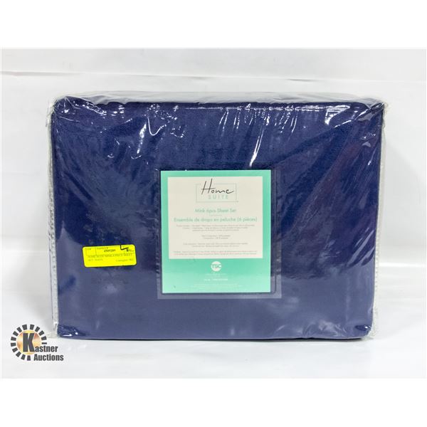 HOME SUITE MINK 6-PIECE SHEET SET - NAVY