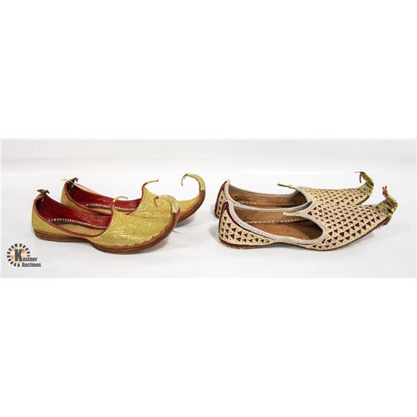 2PRS OF ALADDIN LEATHER SLIPPERS LADIES SIZE 8+9