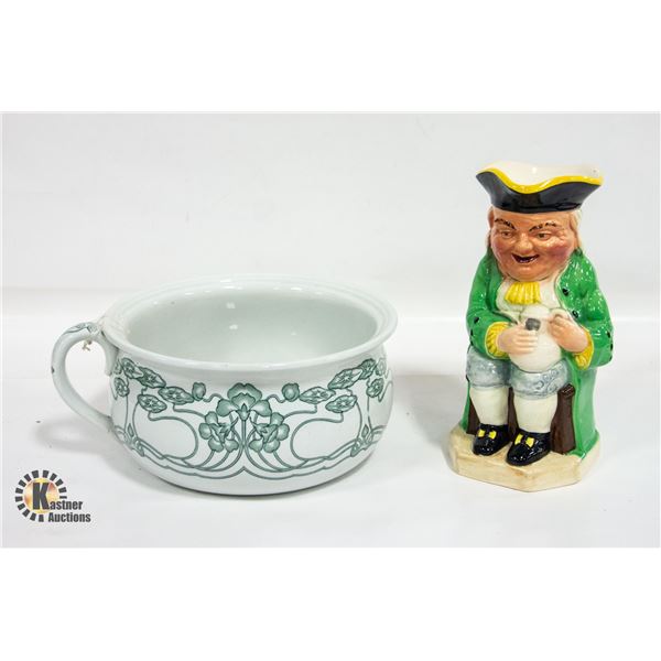 2 ENGLISH WARE CHAMBER POT (B.W.M.CO RUSHTON)