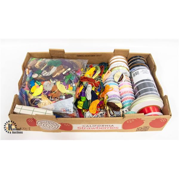 LOT OF VARIOUS RIBBON AND EMBRODIERY FLOSS