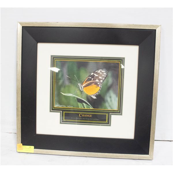 FRAMED SIGNED AND NUMBERED "CHANGE" 19.5" X 20.5"