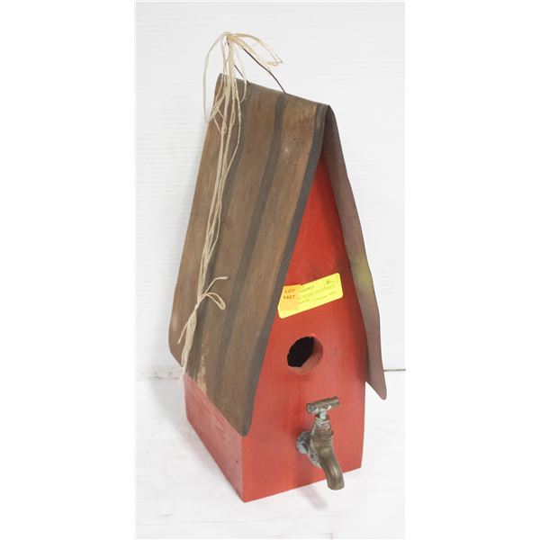 SOLID WOOD, BRASS AND COPPER ROOF BIRDHOUSE