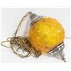 Image 1 : VINTAGE SWAG HANG LAMP AMBER GLASS
