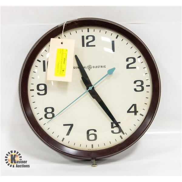 VINTAGE G.E. SCHOOL OFFICE WALL CLOCK