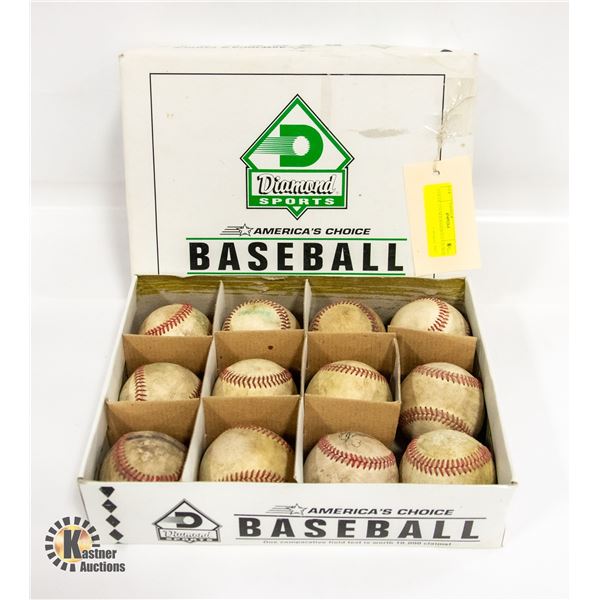 LOT OF 12 USED BASEBALLS IN BOX