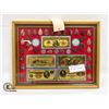 Image 1 : FRAMED DISPLAY 32 ARROWHEADS, SILVER COINS &