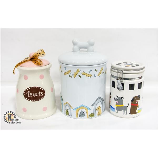 LOT OF 3 CERAMIC DOGGY TREAT JARS