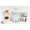 Image 1 : LOT OF 3 CERAMIC DOGGY TREAT JARS