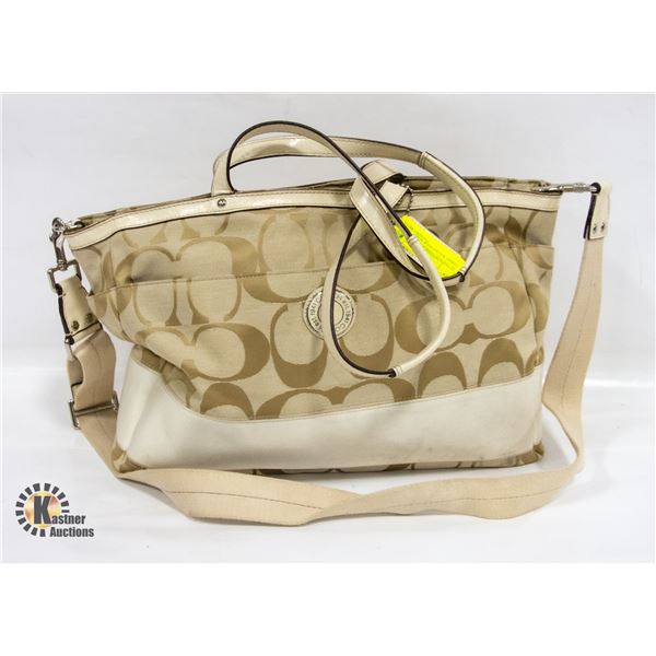 AUTHENTIC COACH SIGNATURE STRIPE WEEKENDER TOTE