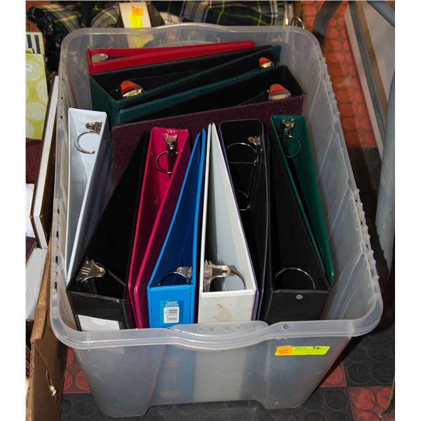 CLEAR TOTE WITH 12 BINDERS 1", 1 1/2", 2" &
