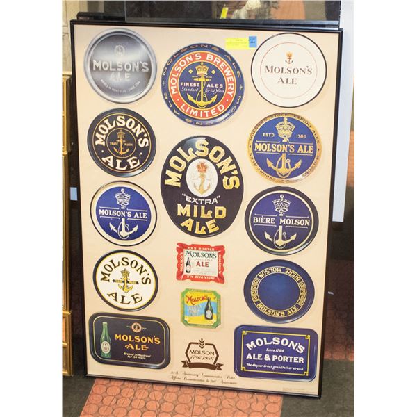 FRAMED BEER SIGN POSTER 36" TALL X 24" WIDE